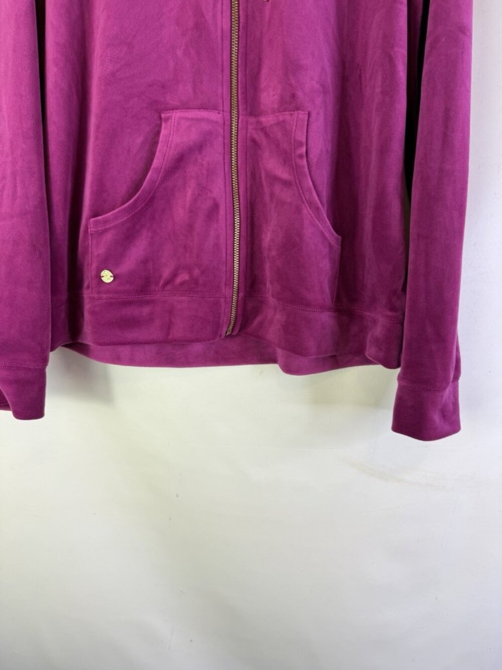 Lilly Pulitzer Larina Velour Zip Up Hoodie Hooded Sweatshirt Purple - Picture 5 of 11